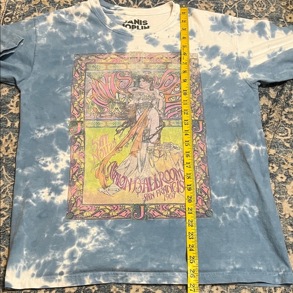 Janis Joplin Live At The Avalon Ballroom Blue Tie-Dye Graphic Pullover T-Shirt - Picture 7 of 7